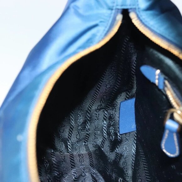 PRADA Hand Bag Nylon 2way Blue Gold Auth 138847 - Picture 13 of 16